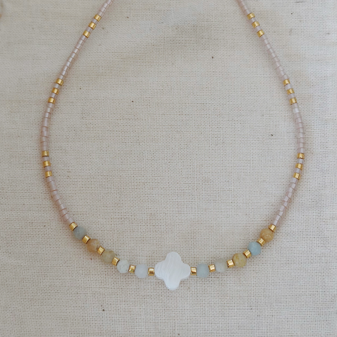 BOHO CHOKER ✿ MOTHER-OF-PEARL CLOVER