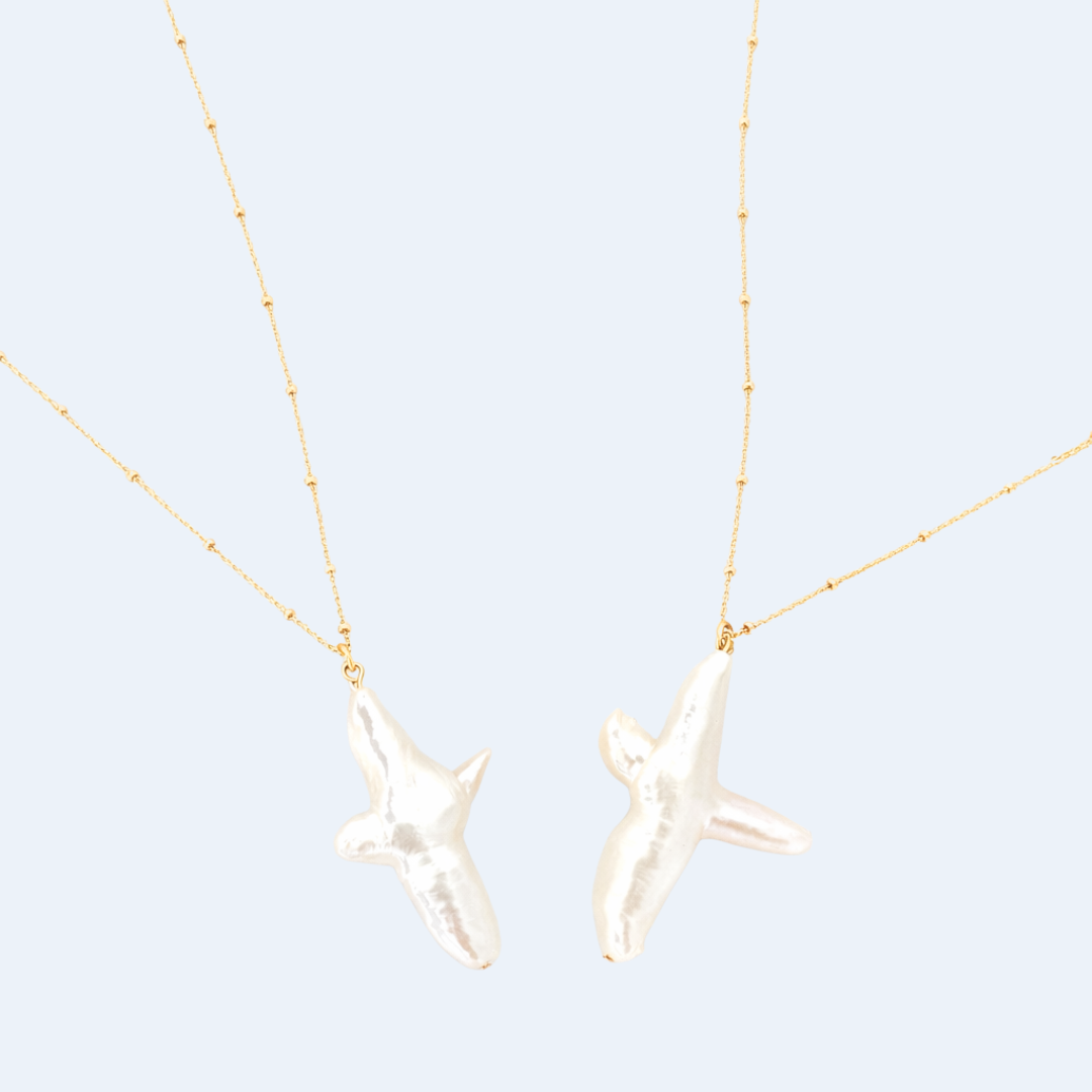 GOLD CHAIN NECKLACE ✿ PEARL CROSS