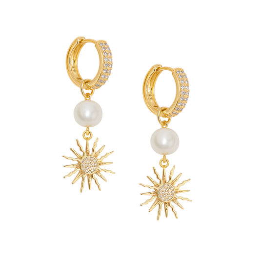 PEARL SUN ZIRCON HOOPS ✿ SERENA
