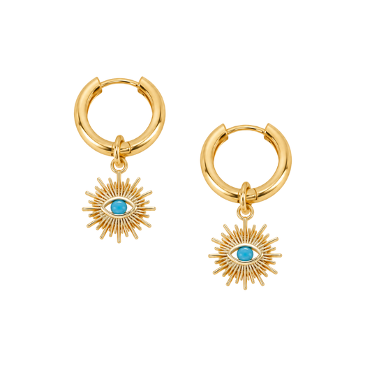 SUNBURST EVIL EYE HOOPS ✿ IVY
