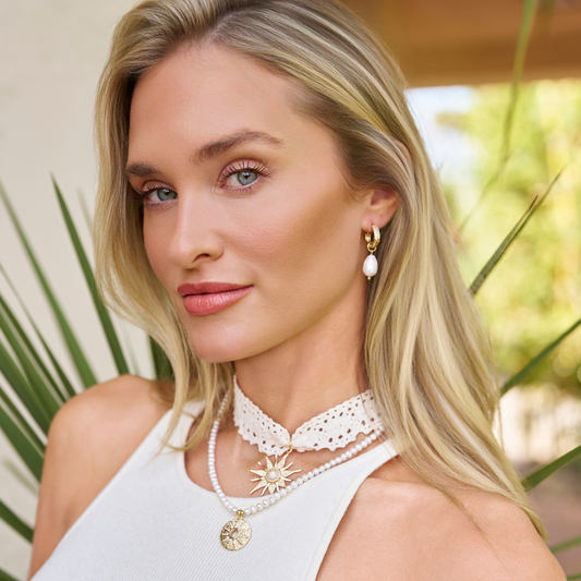 PEARL ZIRCON HOOPS ✿ OLIVIA