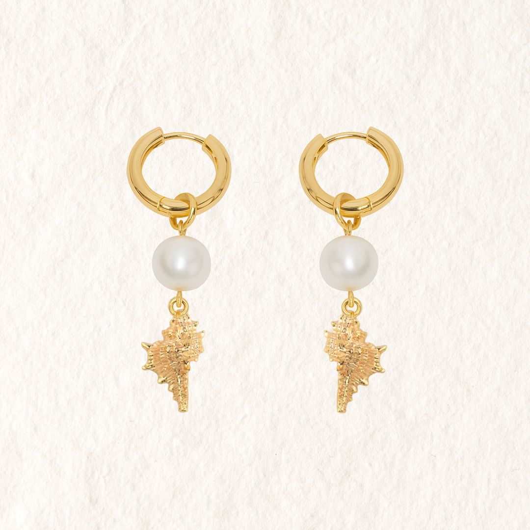 PEARL CONCH SHELL HOOPS ✿ SORA
