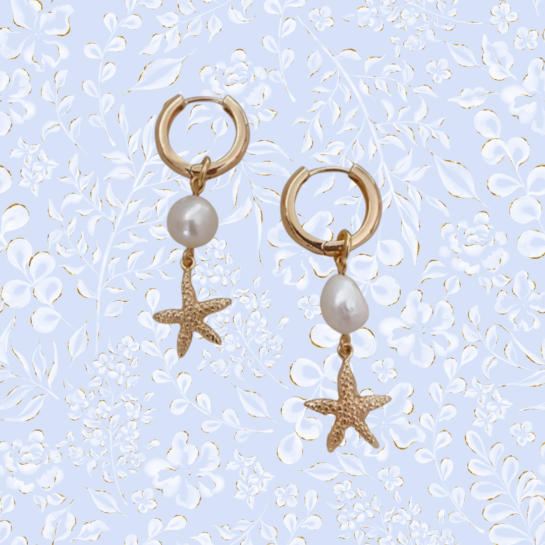 PEARL X STARFISH HOOPS ✿ STELLA