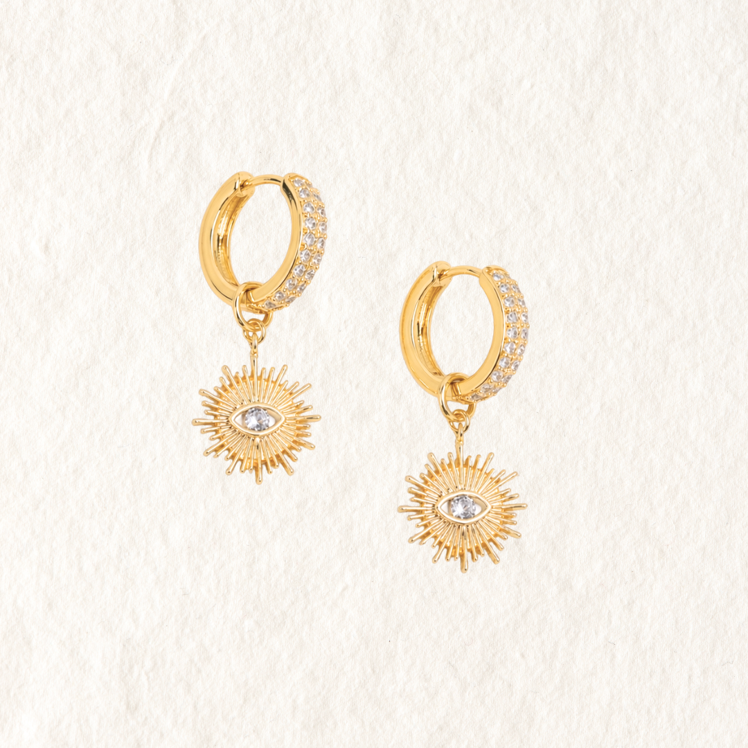 SUNBURST EVIL EYE HOOPS ✿ AURA