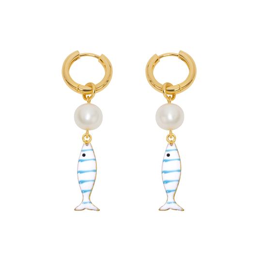 NONA Pearl Fish Hoops