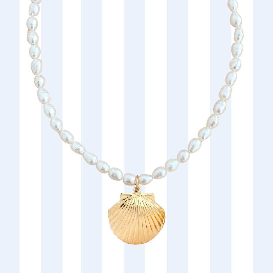 PEARL CHARM NECKLACE ✿ SHELL LOCKET