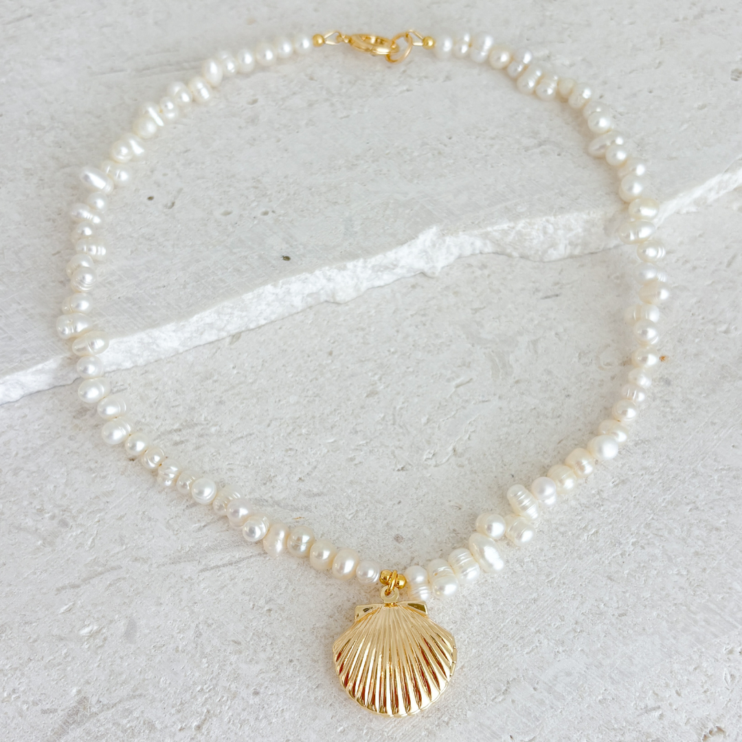 PEARL CHARM NECKLACE ✿ SHELL LOCKET