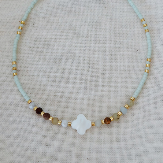 BOHO CHOKER ✿ MOTHER-OF-PEARL CLOVER