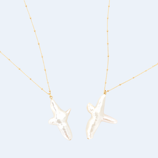 GOLD CHAIN NECKLACE ✿ PEARL CROSS