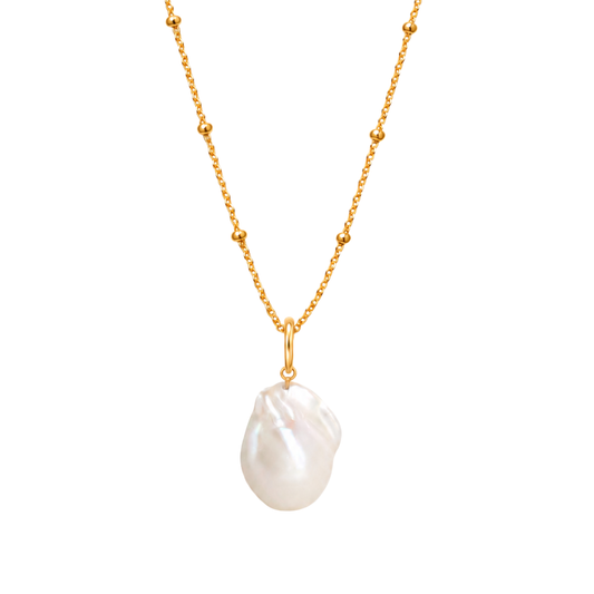GOLD CHAIN NECKLACE ✿ BAROQUE PEARL