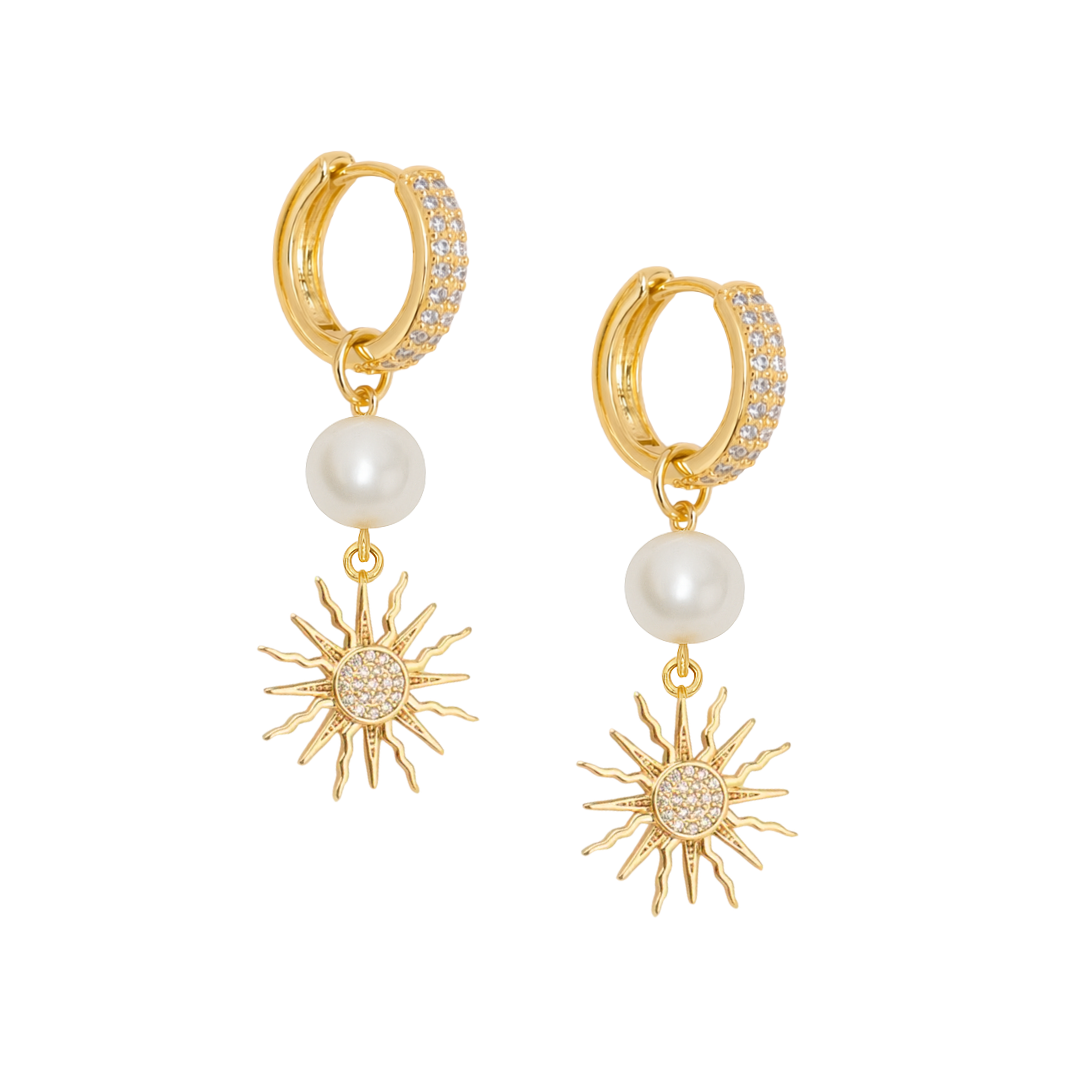PEARL SUN ZIRCON HOOPS ✿ SERENA