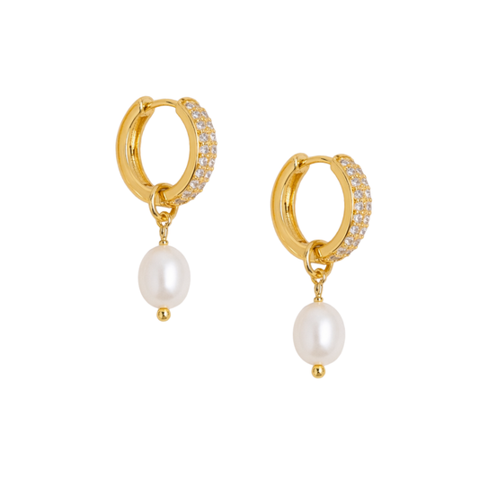 PEARL ZIRCON HOOPS ✿ OLIVIA