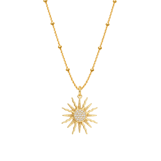 GOLD CHAIN NECKLACE ✿ ZIRCONIA SUN