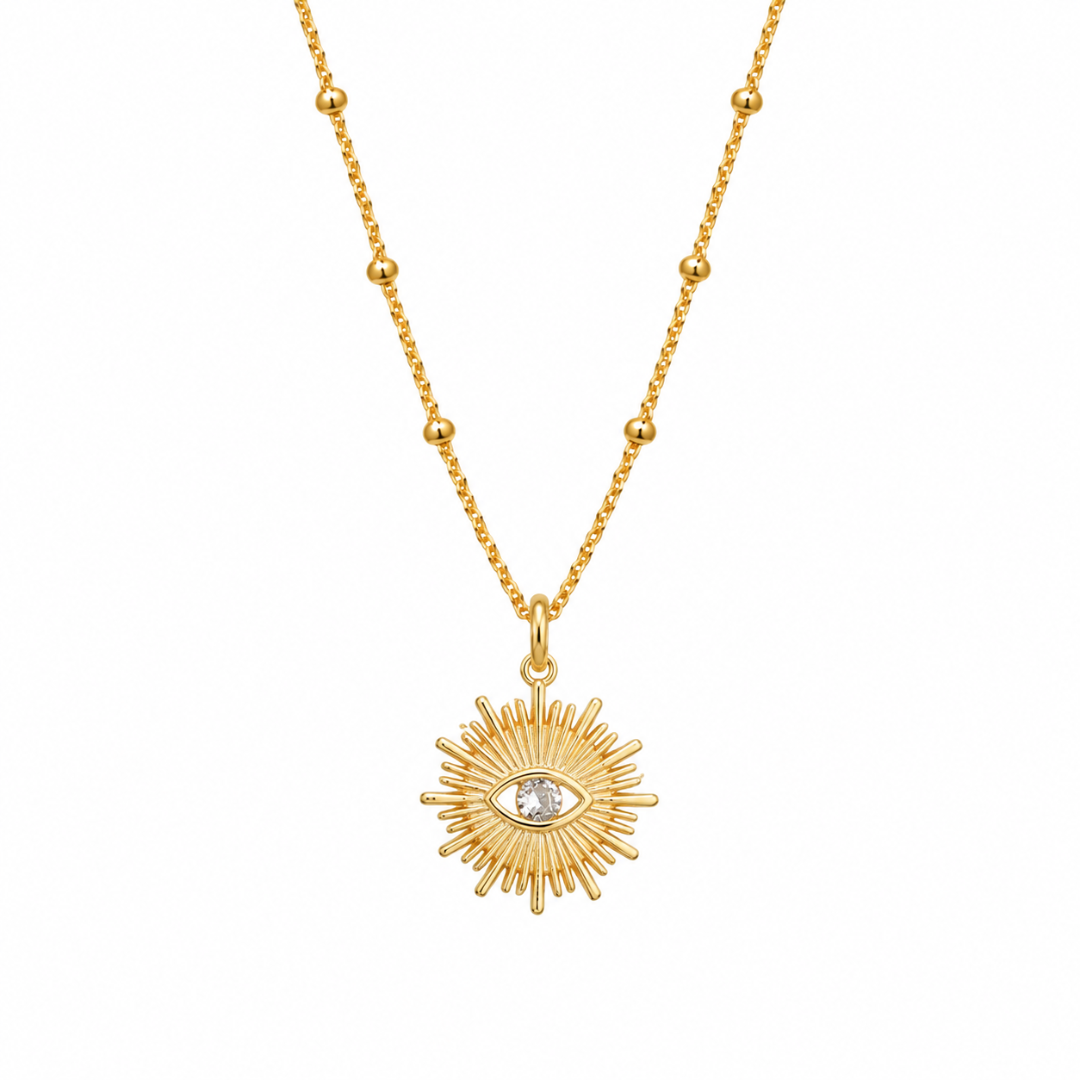 GOLD CHAIN NECKLACE ✿ SUNBURST EVIL EYE