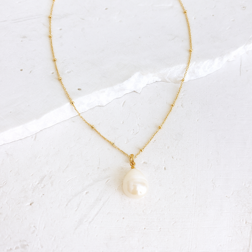 GOLD CHAIN NECKLACE ✿ PEARL DROP