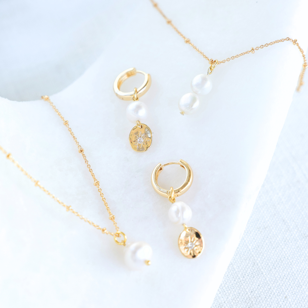 PEARL SOL DISC HOOPS ✿ LUNA