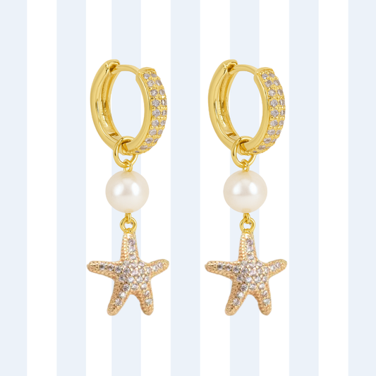PEARL STARFISH HOOPS ✿ SPARKLY STELLA