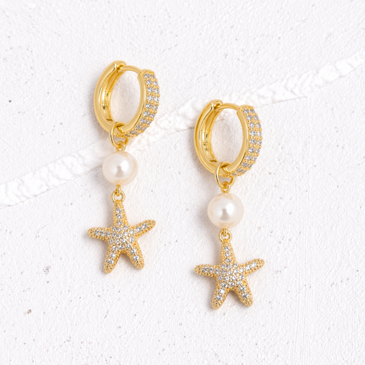 PEARL STARFISH HOOPS ✿ SPARKLY STELLA
